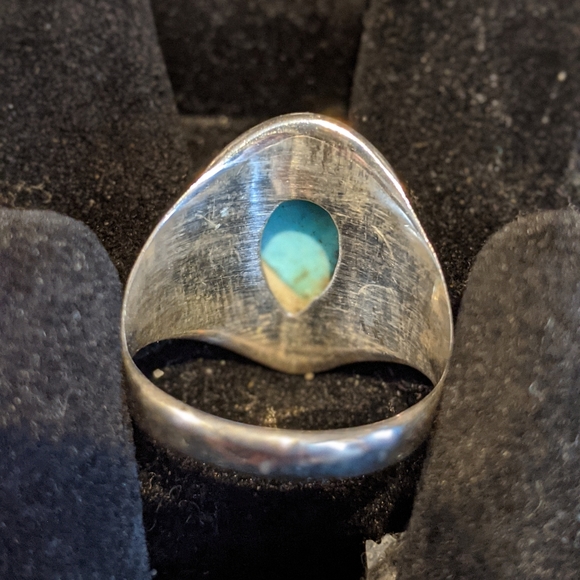 Arizona Mohave Turquoise .925 Silver Ring, size 9 - Picture 7 of 8